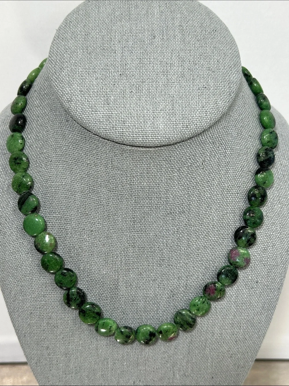 Green Ruby Zoisite Beaded Necklace - Women Jewelry